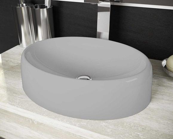 Cuba Pia De Apoio Para Banheiro Toleato Oval Luzza 39 Cm Marmorite Cinza Grey é boa?