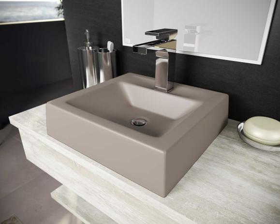 Cuba Pia De Apoio Para Banheiro Toleato Quadrada Print 40 Cm Marmorite Taupe Fosco é ruim? Cuba Pia De Apoio Para Banheiro Toleato Quadrada Print 40 Cm Marmorite Taupe Fosco é boa?