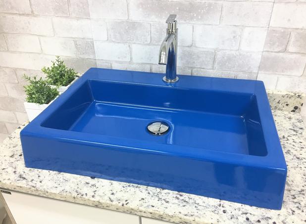 Cuba Pia De Apoio Para Banheiro Toleato Retangular Athenas 57.5 Cm Marmorite Azul Bic é ruim? Cuba Pia De Apoio Para Banheiro Toleato Retangular Athenas 57.5 Cm Marmorite Azul Bic é boa?