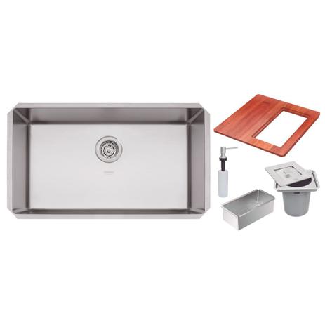 Cuba Tramontina Quadrum 70 U Undermount em Aço Inox Scotch Brite 70 x 40 cm com Dosador de Sabão, Tábua, Cesto e Lixeira Quadrada Menor preço em Cuba Tramontina Quadrum 70 U Undermount em Aço Inox Scotch Brite 70 x 40 cm com Dosador de Sabão, Tábua, Cesto e Lixeira Quadrada