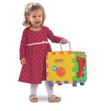 Cubo didático grande 2 em 1 brinquedo educativo mercotoys Menor preço em Cubo didático grande 2 em 1 brinquedo educativo mercotoys