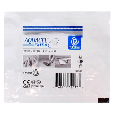 Curativo Alginato de Cálcio com Prata 10 x 10cm Aquacel Extra - com 10 unidades - Convatec -