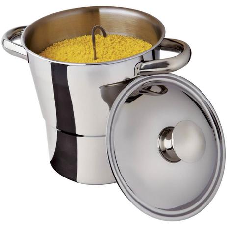 Cuscuzeira 3 peças grande 700ml em inox panela para cuscuz plaza hercules - Western Menor preço em Cuscuzeira 3 peças grande 700ml em inox panela para cuscuz plaza hercules - Western