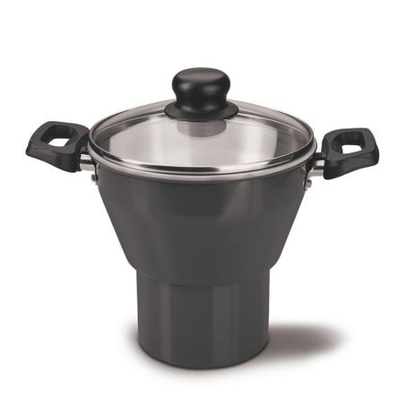 Cuscuzeira Alumínio com Tampa de Vidro 16 cm Caribe Preta - Tramontina Menor preço em Cuscuzeira Alumínio com Tampa de Vidro 16 cm Caribe Preta - Tramontina