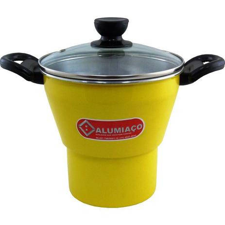Cuscuzeira Amarela 18cm - Alumi-aço Menor preço em Cuscuzeira Amarela 18cm - Alumi-aço