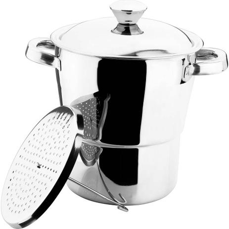 Cuscuzeira Tradicional em Aço Inox 16 cm Importada - Wincy Menor preço em Cuscuzeira Tradicional em Aço Inox 16 cm Importada - Wincy