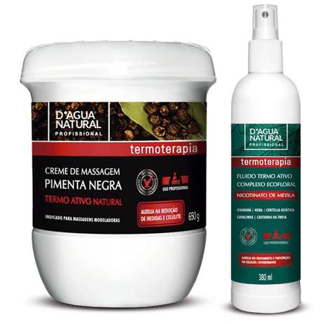 D'Agua Natural Kit Creme Massagem Pimenta Negra + Fluído Termo Ativo Menor preço em D'Agua Natural Kit Creme Massagem Pimenta Negra + Fluído Termo Ativo