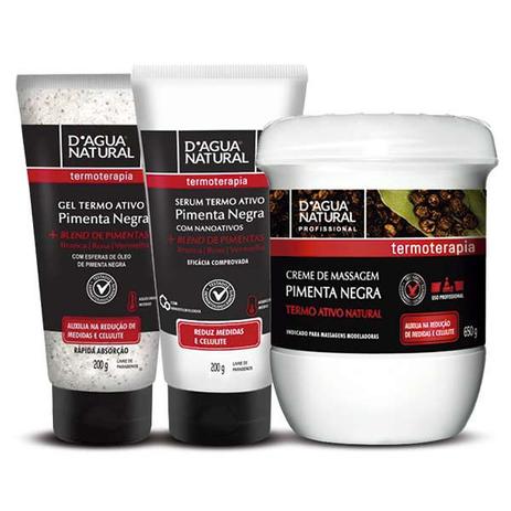 D'Agua Natural Serum Termo Ativo + Gel Termo Ativo + Creme Pimenta Negra - D'Água Natural Menor preço em D'Agua Natural Serum Termo Ativo + Gel Termo Ativo + Creme Pimenta Negra - D'Água Natural