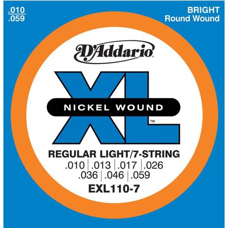 DAddario - Encordoamento 010 Para Guitarra 7C EXL1107 - D addario Menor preço em DAddario - Encordoamento 010 Para Guitarra 7C EXL1107 - D addario