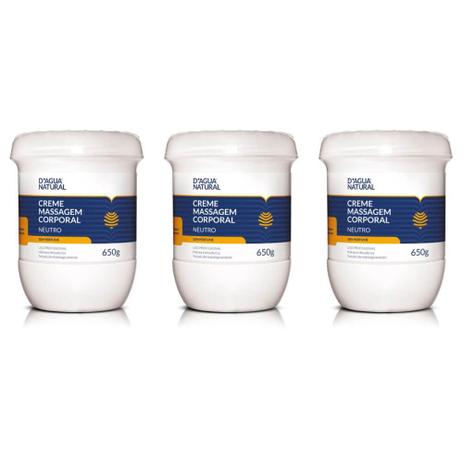 Dágua Natural Neutro Creme P/ Massagem 650g (Kit C/03) Menor preço em Dágua Natural Neutro Creme P/ Massagem 650g (Kit C/03)