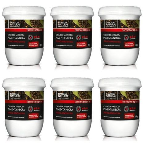 Dágua Natural Pimenta Negra Creme P/ Massagem 650g (Kit C/06) Menor preço em Dágua Natural Pimenta Negra Creme P/ Massagem 650g (Kit C/06)