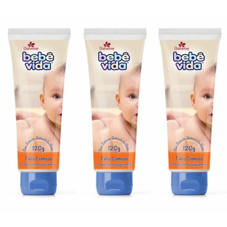 Davene Bebê Vida Talco Infantil Cremoso 120g (Kit C/03) Menor preço em Davene Bebê Vida Talco Infantil Cremoso 120g (Kit C/03)