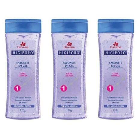 Davene Higiporo Pele Mista A Oleosa Sabonete Gel 120g (Kit C/03) Menor preço em Davene Higiporo Pele Mista A Oleosa Sabonete Gel 120g (Kit C/03)