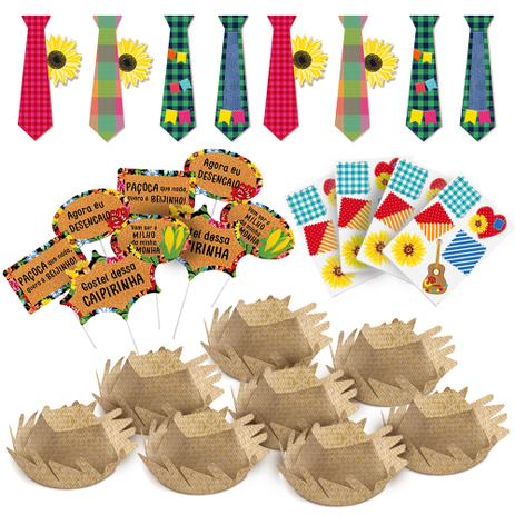 Decoração Festa Junina Kit Com Gravatas Chapéus Plaquinhas - Cromus Menor preço em Decoração Festa Junina Kit Com Gravatas Chapéus Plaquinhas - Cromus