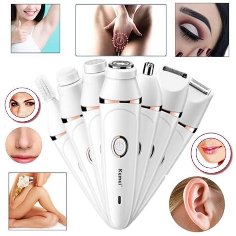 Depilador Aparador Elétrico Feminino Aparador de Pelos Rosto Corpo Kemei KM-375 Menor preço em Depilador Aparador Elétrico Feminino Aparador de Pelos Rosto Corpo Kemei KM-375