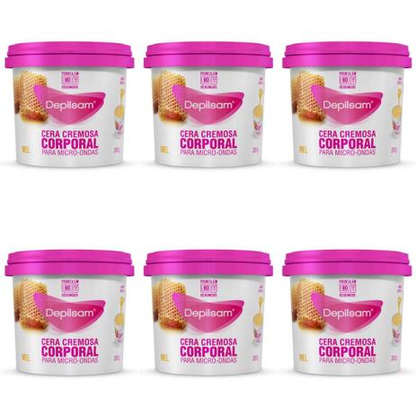 Depilsam Mel Cera Depilatória Cremosa / Microondas 200g (Kit C/06) Menor preço em Depilsam Mel Cera Depilatória Cremosa / Microondas 200g (Kit C/06)