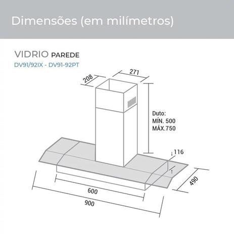 Depurador e Exaustor de ar Vidrio 90 Cm Preto Suggar Menor preço em Depurador e Exaustor de ar Vidrio 90 Cm Preto Suggar