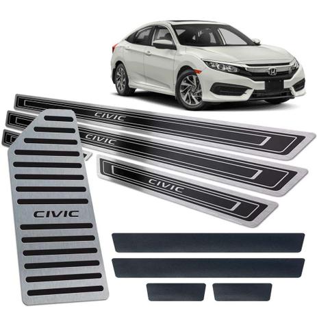 Descanso + Soleiras Vinil Preto Honda Civic 2017/2019 - Jr Menor preço em Descanso + Soleiras Vinil Preto Honda Civic 2017/2019 - Jr