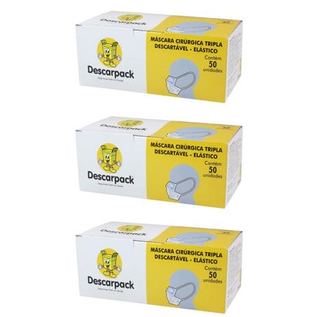 Descarpack Máscara Cirúrgica Com Elástico C/50 (Kit C/03) Menor preço em Descarpack Máscara Cirúrgica Com Elástico C/50 (Kit C/03)