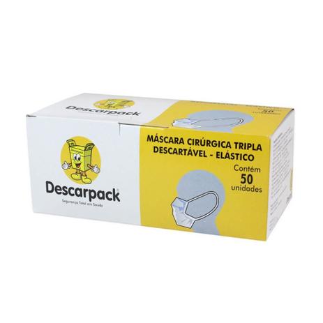 Descarpack Máscara Cirúrgica Com Elástico C/50 Menor preço em Descarpack Máscara Cirúrgica Com Elástico C/50