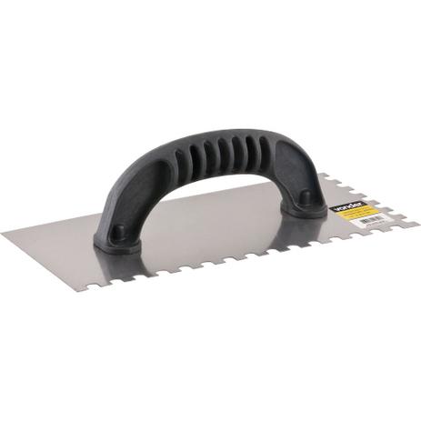Desempenadeira aço dentada 12,0x25,5cm cabo plástico fechado - Vonder Menor preço em Desempenadeira aço dentada 12,0x25,5cm cabo plástico fechado - Vonder
