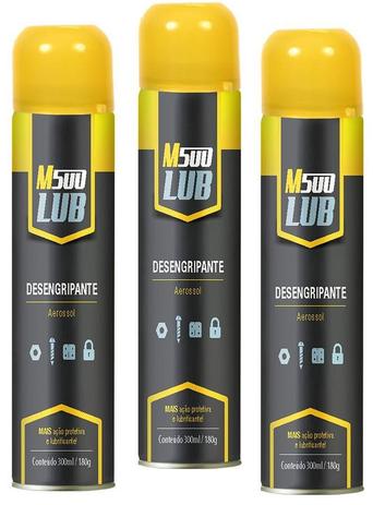 Desengripante M500 LUB Spray Óleo Lubrificante Anticorrosivo 300ml / 180g - 3 Unidades Menor preço em Desengripante M500 LUB Spray Óleo Lubrificante Anticorrosivo 300ml / 180g - 3 Unidades