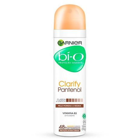 Desodorante Aerosol Feminino Garnier BI- O Clarify Pantenol Pele Morena 150ml - Bi-o Menor preço em Desodorante Aerosol Feminino Garnier BI- O Clarify Pantenol Pele Morena 150ml - Bi-o
