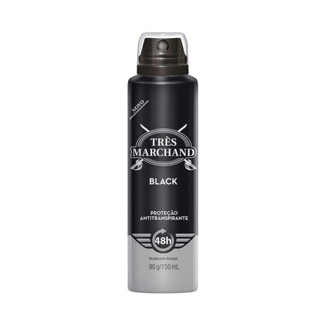 Desodorante aerosol très marchand 48h - black150ml - Tres marchand/avanço/rastro/contoure Menor preço em Desodorante aerosol très marchand 48h - black150ml - Tres marchand/avanço/rastro/contoure