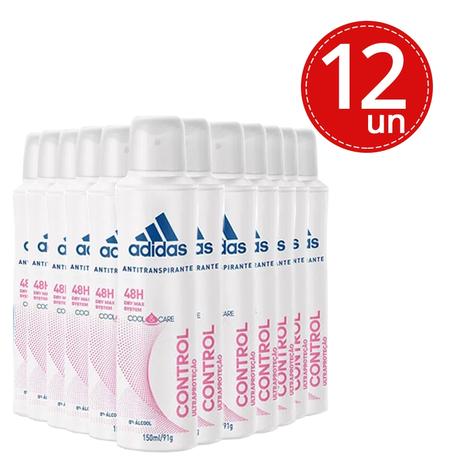 Desodorante Aerossol Adidas Feminino Cool Care Control 150ml - 12 Unidades Menor preço em Desodorante Aerossol Adidas Feminino Cool Care Control 150ml - 12 Unidades