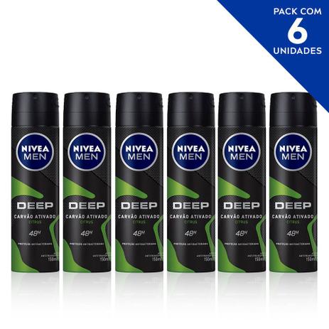 Menor preço em Desodorante Antitranspirante Aerosol NIVEA Men Deep Citrus 150ml- 6 unidades