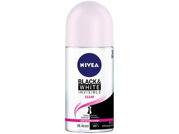 Desodorante Antitranspirante Roll On Nivea - Invisible for Black & White Clear Feminino 50ml Menor preço em Desodorante Antitranspirante Roll On Nivea - Invisible for Black & White Clear Feminino 50ml