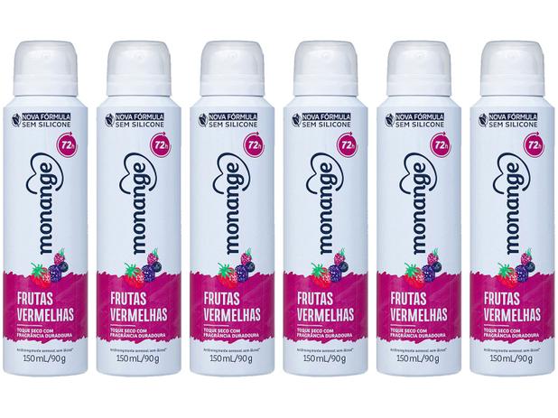 Desodorante Monange Antitranspirante Aerossol - Feminino Frutas Vermelhas 150ml 6 Unidades