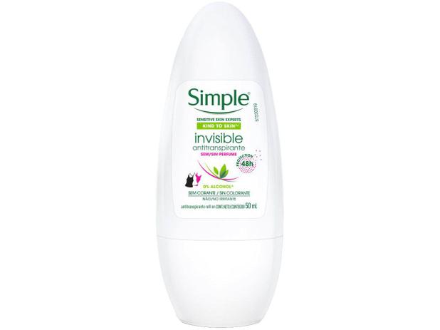 Desodorante Roll On Antitranspirante Unissex - Simple Kind to Skin Invisible 50ml é ruim? Desodorante Roll On Antitranspirante Unissex - Simple Kind to Skin Invisible 50ml é boa?