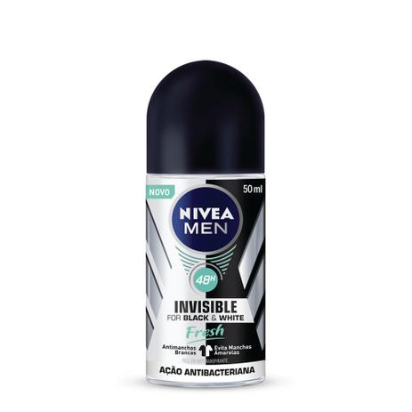Desodorante Roll On Nivea Men Invisible Black White Fresh 50ml - Nívea Menor preço em Desodorante Roll On Nivea Men Invisible Black White Fresh 50ml - Nívea