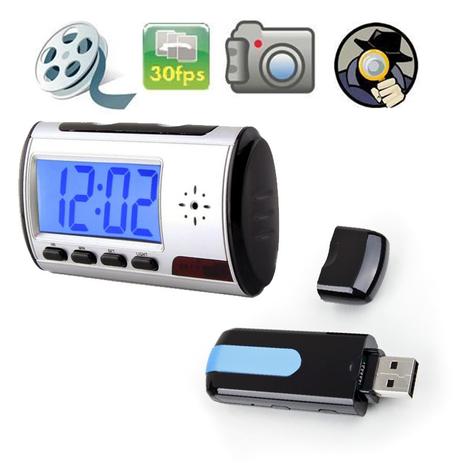 Despertador Espião + Pen Drive Espião - Alba eletronicos Menor preço em Despertador Espião + Pen Drive Espião - Alba eletronicos