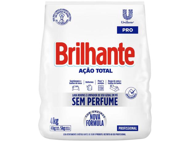 Detergente em Pó Hipoalergênico Brilhante Ação Total Tamanho Família - 4kg