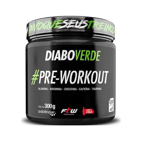 DIABO VERDE PRE WORKOUT FTW 300g - COLA Menor preço em DIABO VERDE PRE WORKOUT FTW 300g - COLA