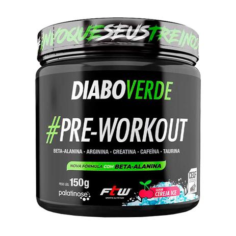 Diabo Verde Pre-Workout Sabor Cereja Ice 150g - FTW Menor preço em Diabo Verde Pre-Workout Sabor Cereja Ice 150g - FTW
