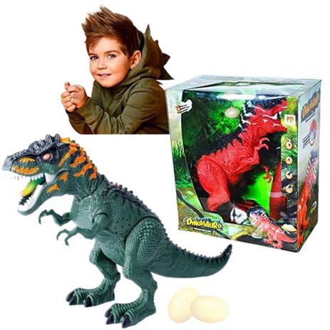Dinossauro Tiranossauro Rex Grande Anda com Som Luzes e Ovos - DM Toys Menor preço em Dinossauro Tiranossauro Rex Grande Anda com Som Luzes e Ovos - DM Toys