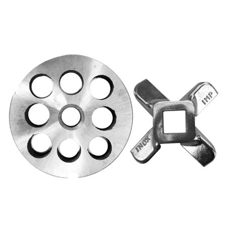 Disco 12mm e Cruzeta Inox Boca 8 - Kit para Moedor de Carne Boca 8 - Picelli Menor preço em Disco 12mm e Cruzeta Inox Boca 8 - Kit para Moedor de Carne Boca 8 - Picelli