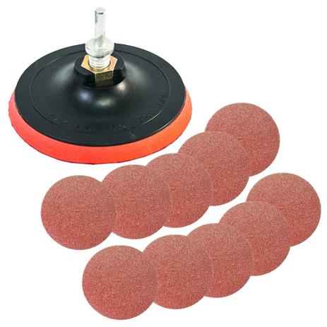 Disco De Borracha C/velc. 125mm Com 10 Lixas 60 E Haste Adaptada - MTX Menor preço em Disco De Borracha C/velc. 125mm Com 10 Lixas 60 E Haste Adaptada - MTX