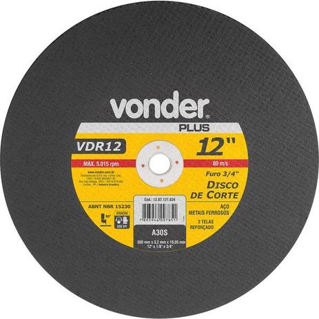 Disco de corte 300,0x3,0x19,05 2 telas para aço carbono vdr12 - Vonder Plus é boa?
