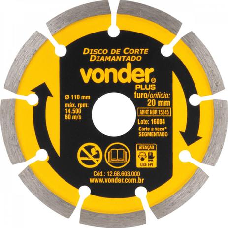 Disco de corte diamantado 110 mm segmentado V3 com 3 peças Vonder é boa?