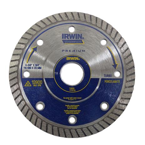 Disco de Corte Diamantado 110x20mm para Turbo Porcelanato Irwin Menor preço em Disco de Corte Diamantado 110x20mm para Turbo Porcelanato Irwin
