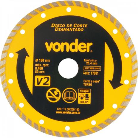 Disco de corte diamantado 180 mm turbo V2 Vonder Menor preço em Disco de corte diamantado 180 mm turbo V2 Vonder