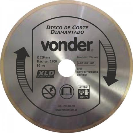 Disco de corte diamantado 200 mm contínuo para porcelanato 200 mm Vonder Menor preço em Disco de corte diamantado 200 mm contínuo para porcelanato 200 mm Vonder