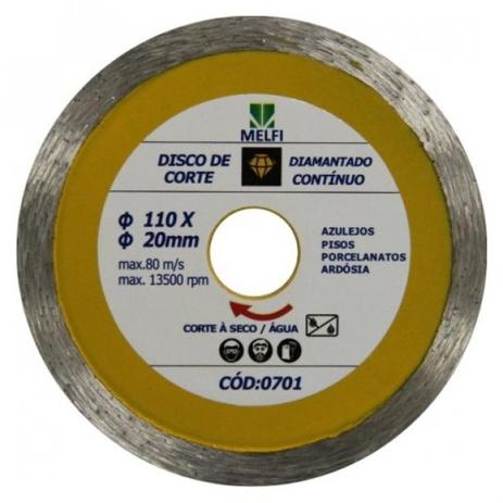 Disco de Corte Diamantado Contínuo 110 X 20m - Melfi Menor preço em Disco de Corte Diamantado Contínuo 110 X 20m - Melfi