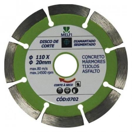 Disco de Corte Diamantado Segmentado 110 X 20mm* - Melfi Menor preço em Disco de Corte Diamantado Segmentado 110 X 20mm* - Melfi