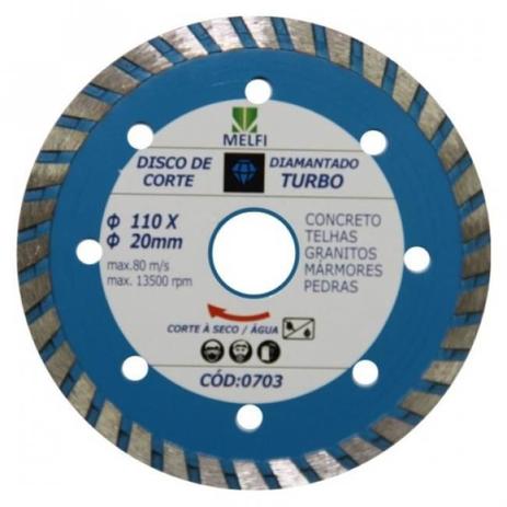 Disco de corte Diamantado Turbo 110 X 20mm* - MELFI Menor preço em Disco de corte Diamantado Turbo 110 X 20mm* - MELFI