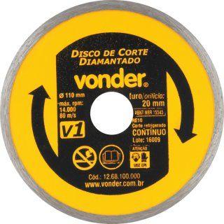 Disco de corte diamantado v1 110x20 redução para 16 - vonder Menor preço em Disco de corte diamantado v1 110x20 redução para 16 - vonder